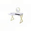 Bureau de coiffeuse rectangulaire avec miroir et plateau à bijoux, blanc et doré