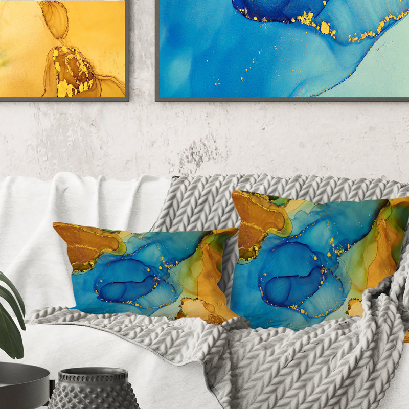 Coussin 12 "x 20" Blue and Gold