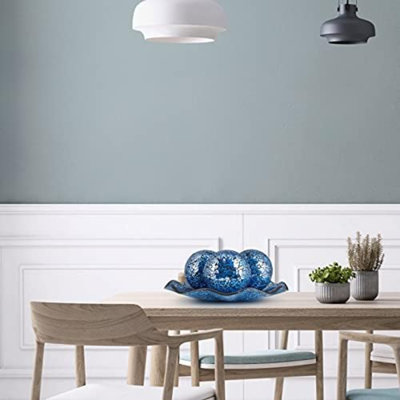 Ensemble de centre de table comprenant un bol et des boules, un plateau en mosaïque avec 3 sphères, une assiette décorative de 30 cm avec des boules mosaïques de 10 cm pour la décoration intérieure, cadeau (argenté)