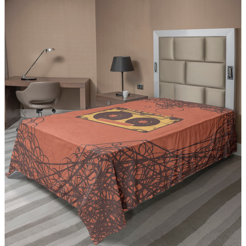 Drap-housse rétro Ambesonne, Drap plat pour lit simple