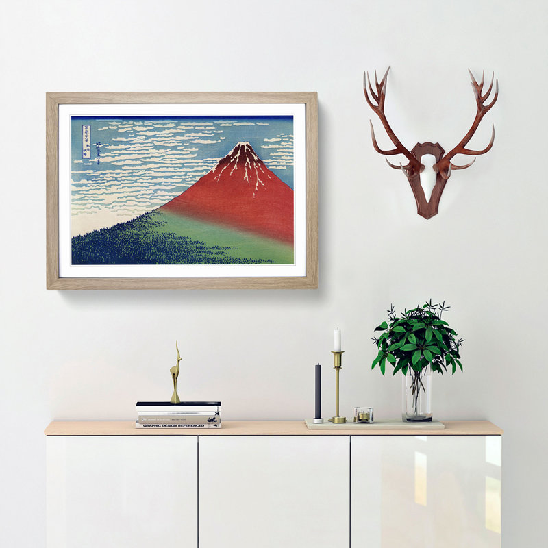 Fine Wind, Clear Morning by Katsushika Hokusai - Picture Frame Painting Print, 40cm H x 60cm W x 2cm D, Oak