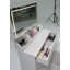 Très grande coiffeuse avec miroir à DEL de 31 po x 20 po + ensemble de tabouret à coussin souple, interrupteur tactile, 3 couleurs, luminosité réglable, rangement de grande capacité, coiffeuse compacte convenant aux petits espaces