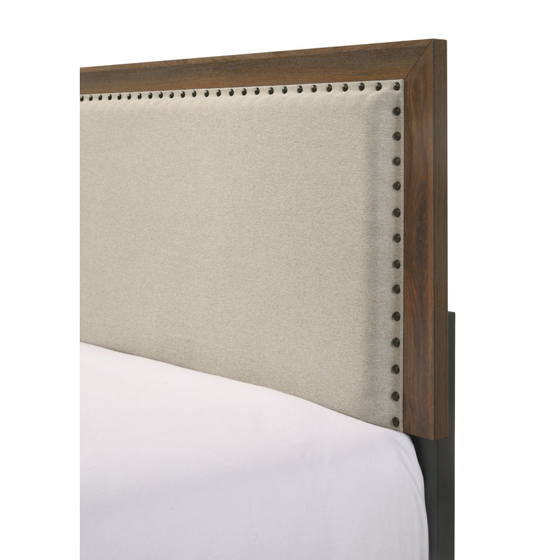 Très grand lit tapissier Mille Cherry Brown, Brun cerisier