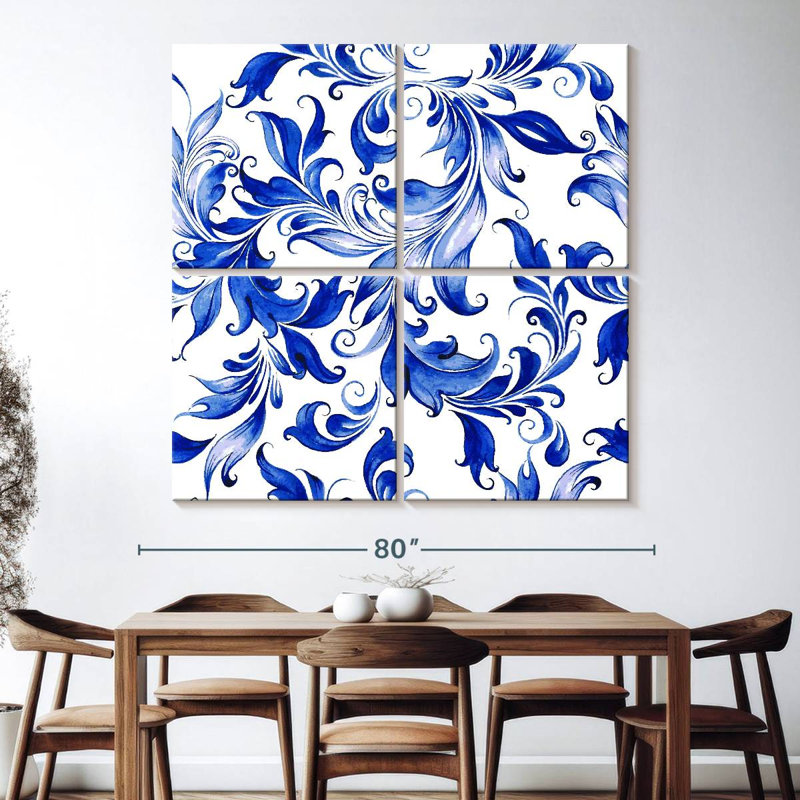Motif floral abstrait Kerner, H 74 po x l 74 po