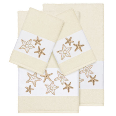 Lydia 100% Turkish Cotton Embellished 3 Piece Towel Set