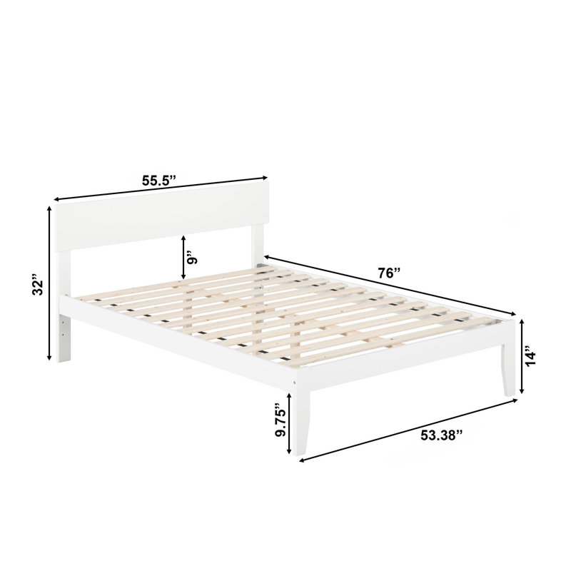 Farrah Solid Hardwood Platform Bed , Full, White
