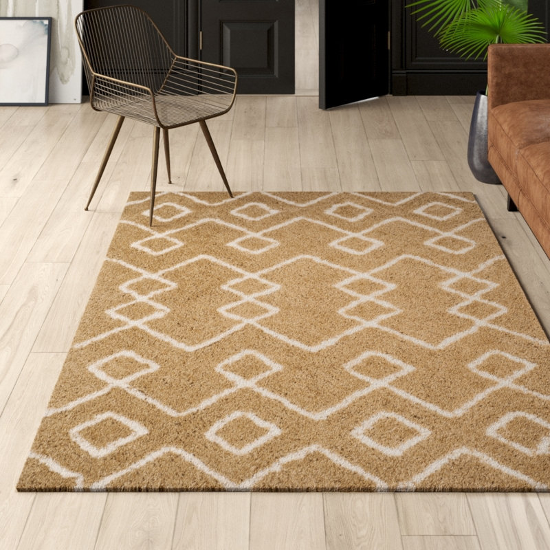 Aderita Shag Hand Tufted Performance Geometric Rug, Rectangle 6' x 9'