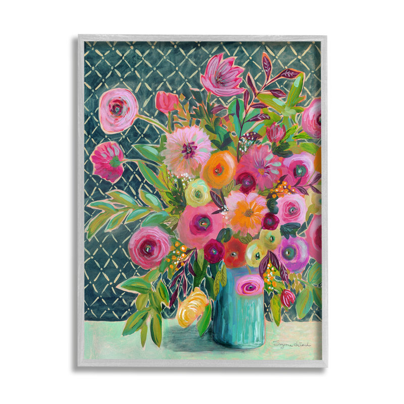Bouquet de fleurs à motifs modernes par Suzanne Allard, H 14 po x l 11 po x P 1,5 po, Estampe numérique Farmhouse