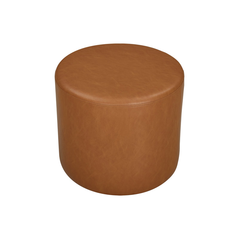 Upholstered Ottoman, Caramel Faux Leather