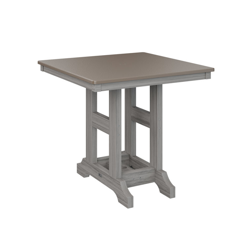 Table de salle à manger à hauteur de comptoir 33 po Berlin, Bronze martelé, Bois flottant gris, H 35,5 po x l 33 po x P 33 po