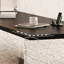 Bureau rectangulaire en bois massif noir et acrylique-287878384