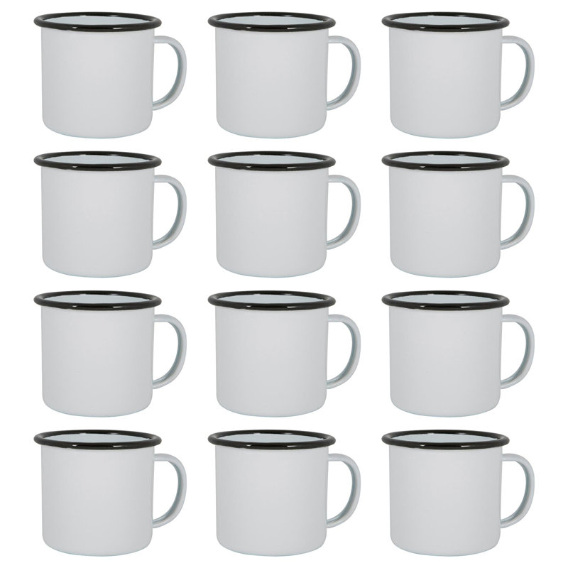 Enamelware Camping Mug, White/Black, 12