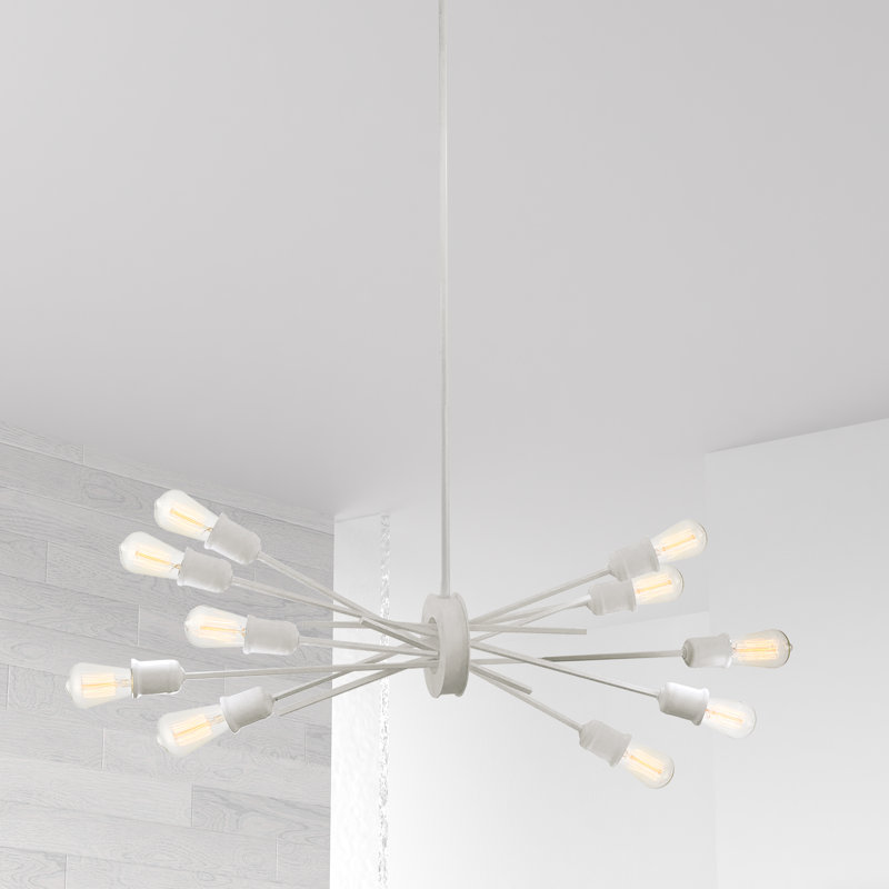 Lustre linéaire moderne Spoutnik 10 lumières Nebraska, Blanc mat
