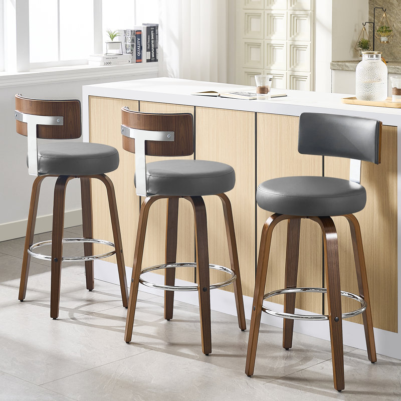 Swivel Upholstered Counter & Bar Stool, Gray, Bar Stool (29" Seat Height)