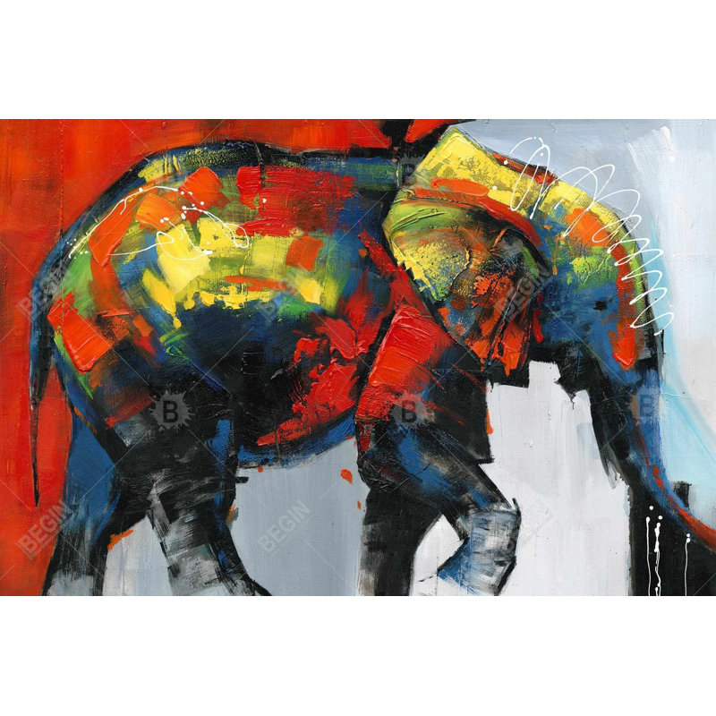 Abstract and colorful elephant in motion Bath Mat with Non-Slip Backing - Quick Dry Memory Foam Bathroom Rug - Absorbent - Modern Plush Spa-Style - Machine Washable