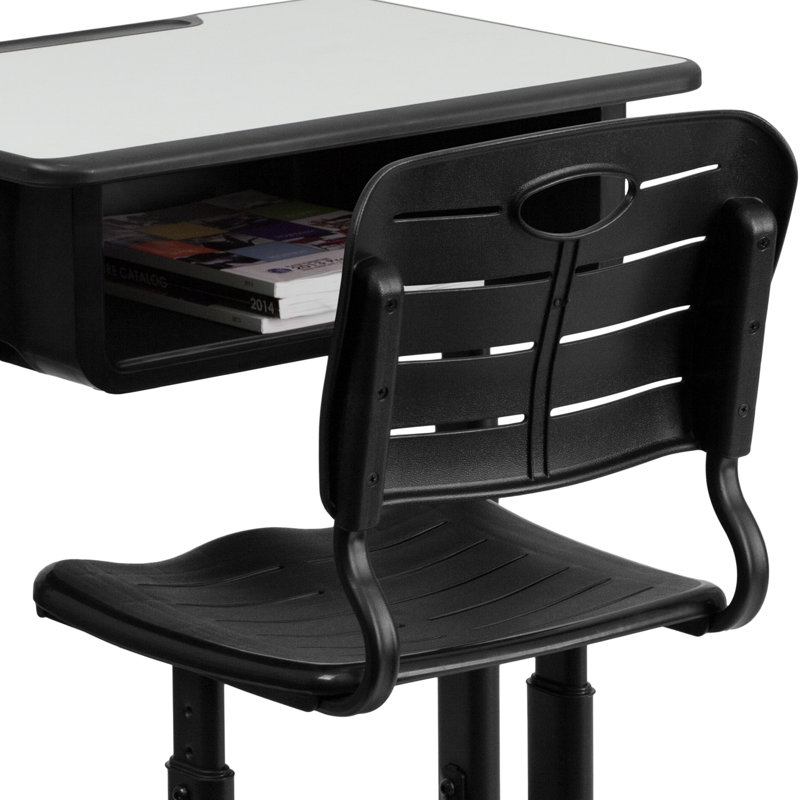 Goddard Adjustable Height Student Desk and Chair with Pedestal Frame