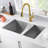 Undermount Stainless Steel Kitchen Sink 90 Degree Zero Radius with Bottom Grid and Strainer-111029435-111029436