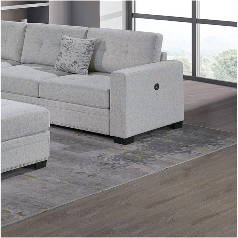 Ensemble de canapé-lit modulaire décontracté simple et capitonné 4 pièces, Gris