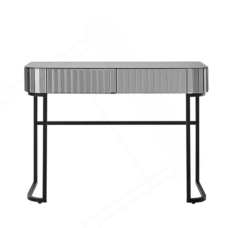 39" Mirrored Makeup Vanity Table With Stainless Steel Base, Mirrored Console Dressing Table With 2 Drawers,Versatile Desk For Bedroom And Office