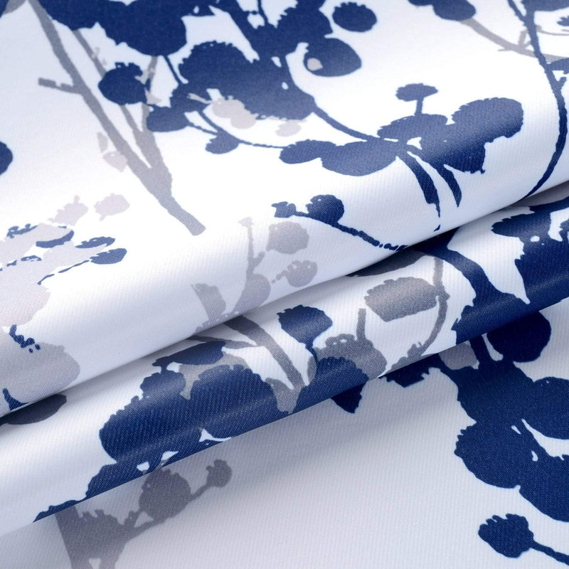 Aalayjah Abstract Floral Blossom Ink Painting Room Darkening Thermal Insulated Grommet Unlined Window Curtains , Navy/Gray