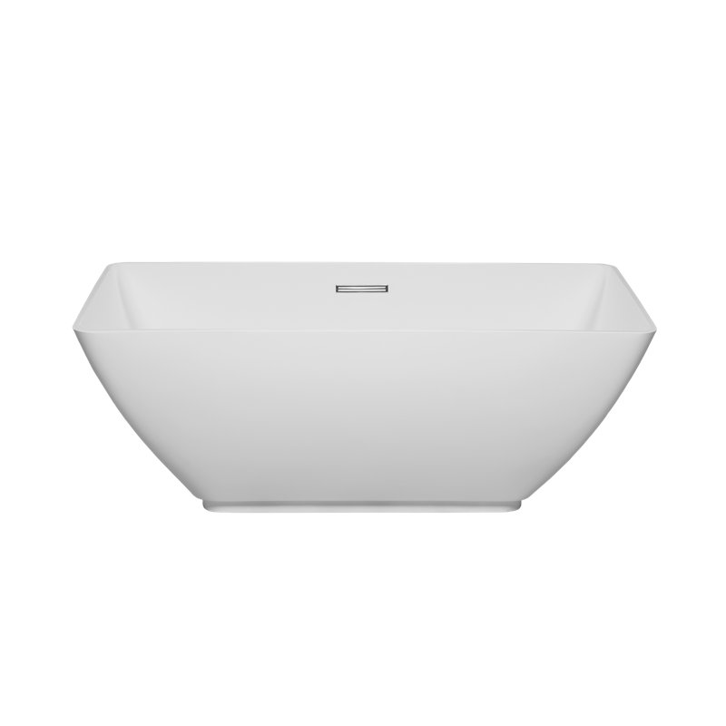 Pulau 64" x 34" Freestanding Soaking Solid Surface Bathtub, Matte White