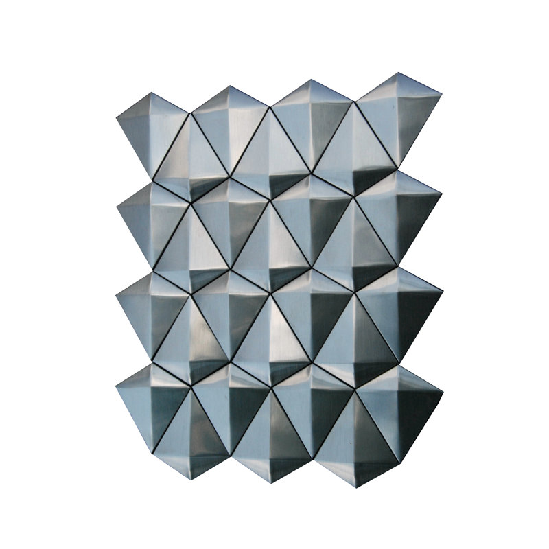 Tuile de mosaïque en métal 3 po x 3 po grand diamond en gris