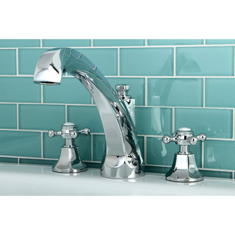 Kingston Brass Metropolitan Two-Handle 3-Hole Deck Mount Roman Tub Faucet, Polished Chrome