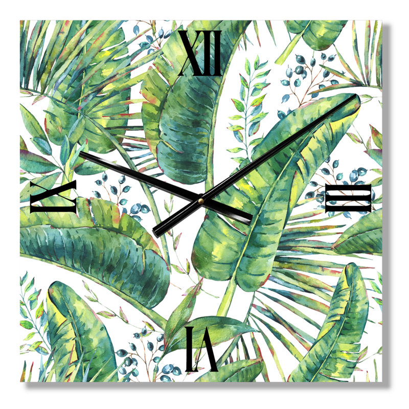 Horloge murale à motif de feuilles de bananier, Grand