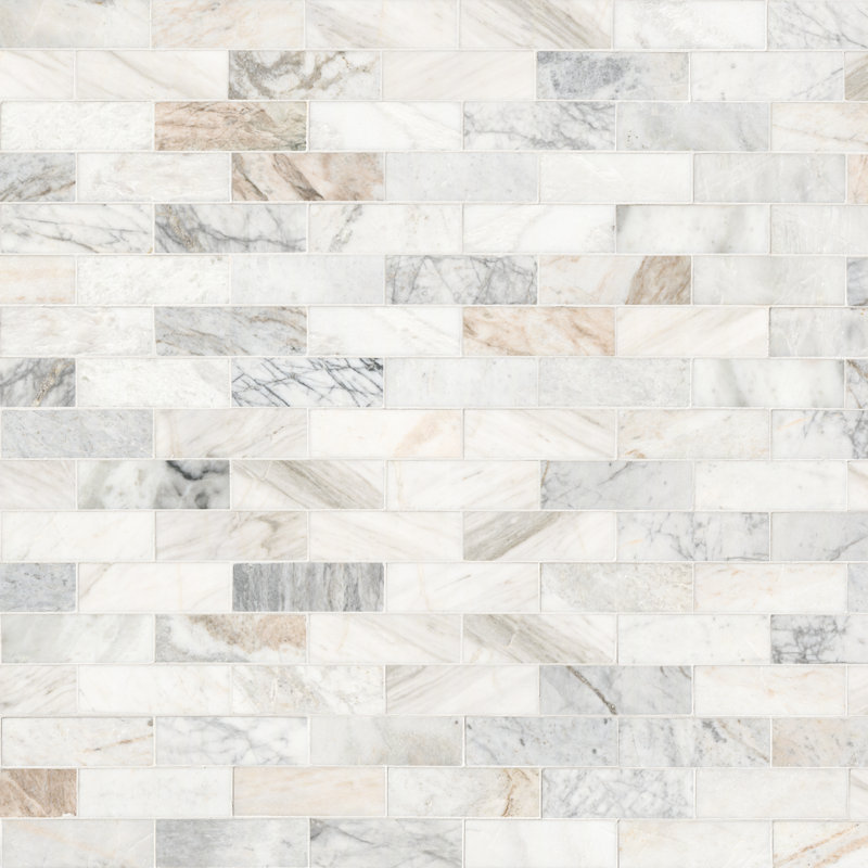 Castella de Blanc Subway 12 in. x 12 in. Honed Marble Mosaic Floor and Wall Tile