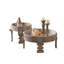 Ensemble de tables basses rondes en bois massif rétro beige