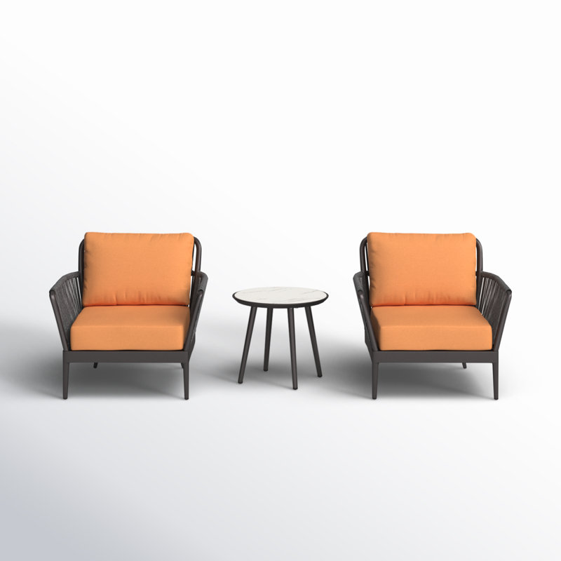 Nette Outdoor 3 - Piece Conversation Set, Tangerine, No