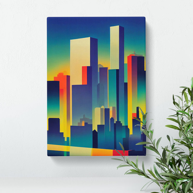 A Hypnotic City Skyline Abstract - Wrapped Canvas, 50cm H x 35cm W x 3cm D