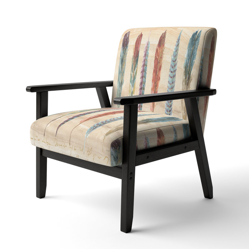 Heidebert - Feathers Cottage Family - Velvet Upholstered Lake House Accent Arm Chair, Black Square Arms
