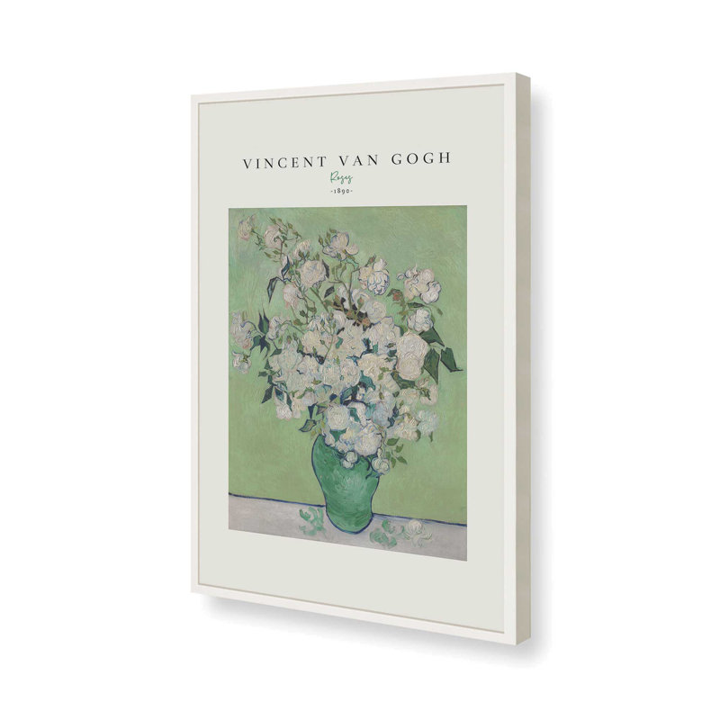 Van Gogh's Roses 1890 v2, H 21 po x l 17 po, Reproduction encadrée sans passe-partout, Blanc opaque