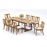 8 Seats 9 Pcs Grade-A Teak Wood Dining Set: 94" Mas Oval Trestle Leg Table And 8 Osborne Chairs (2 Arm & 6 Armless Chairs) #11OS2302