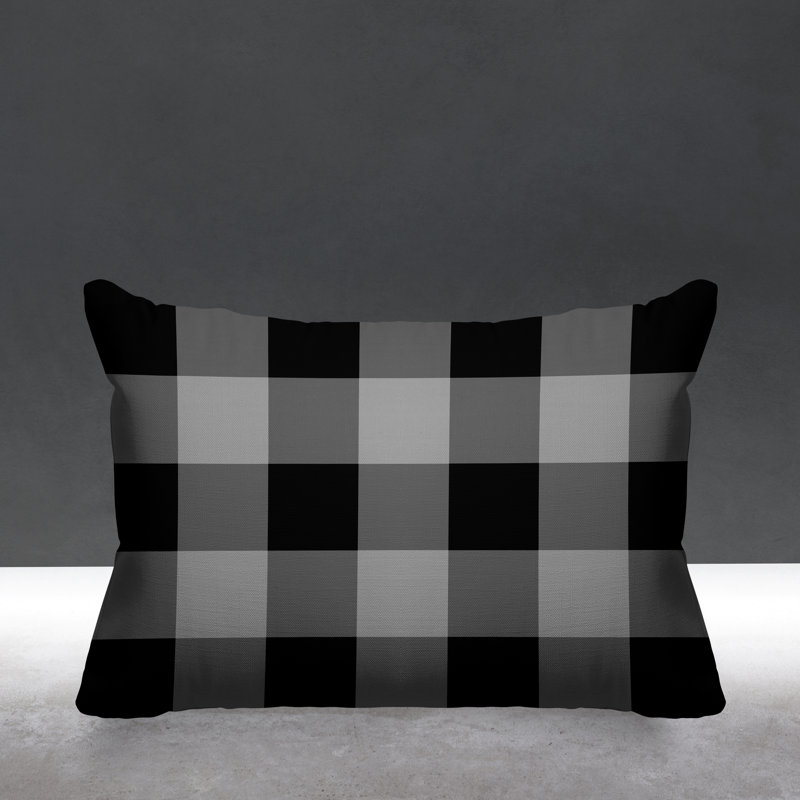 Coussin décoratif intérieur / extérieur Autumn, Noir, 14 po x 20 po, Rectangle