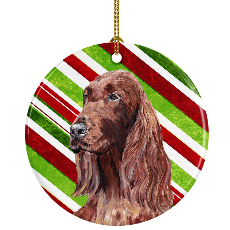 Ornement figurine suspendue en céramique de noël irish setter