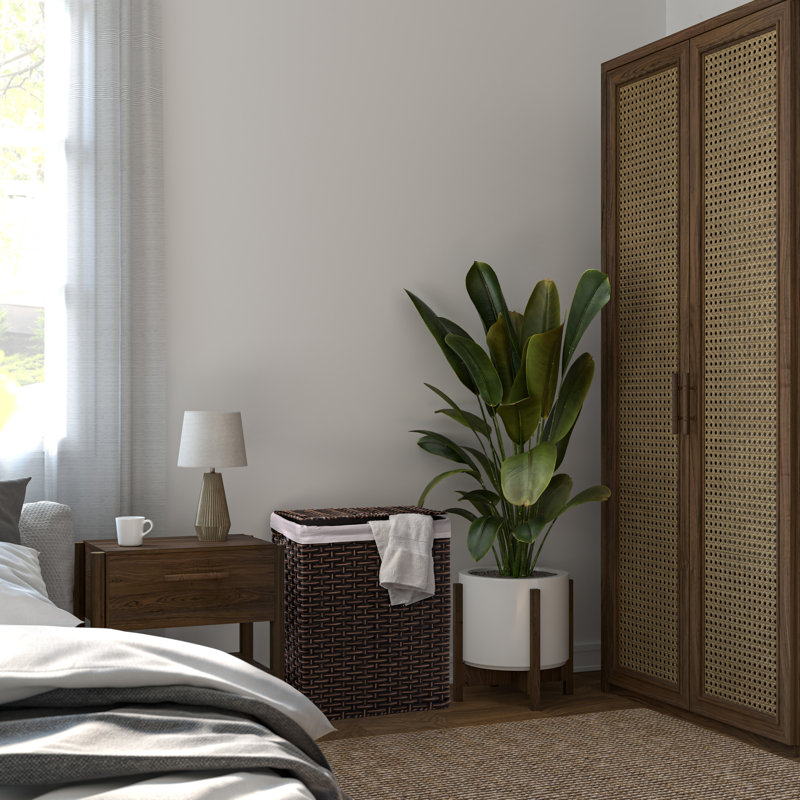 Handwoven Rectangle Laundry Hamper, Mocha Brown