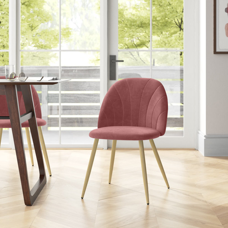 Aveline 45cm H Velvet Upholstered Side Chair, Rose