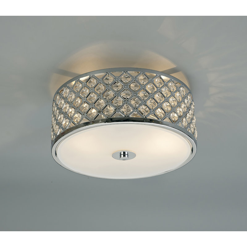 Glass Flush Mount, Polished Chrome
