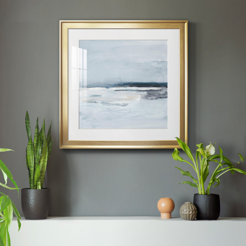 Inky Coastline II - reproduction de cadre photo, Cadre doré, H 17,5 po x l 17,5 po x P 1,5 po
