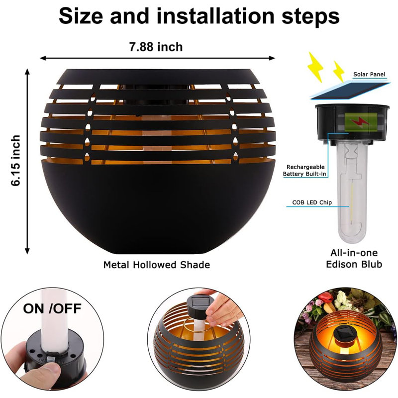 6.15 " Solar Powered Integrated LED Outdoor Table Lamp