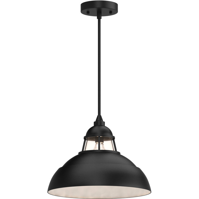 Quesada 1-Light Indoor Black Hanging Pendant with Lighthouse Inspired Bowl and Clear Glass, Black