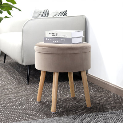 Depok 39cm Round Velvet Tufted Footrest Stool Ottoman