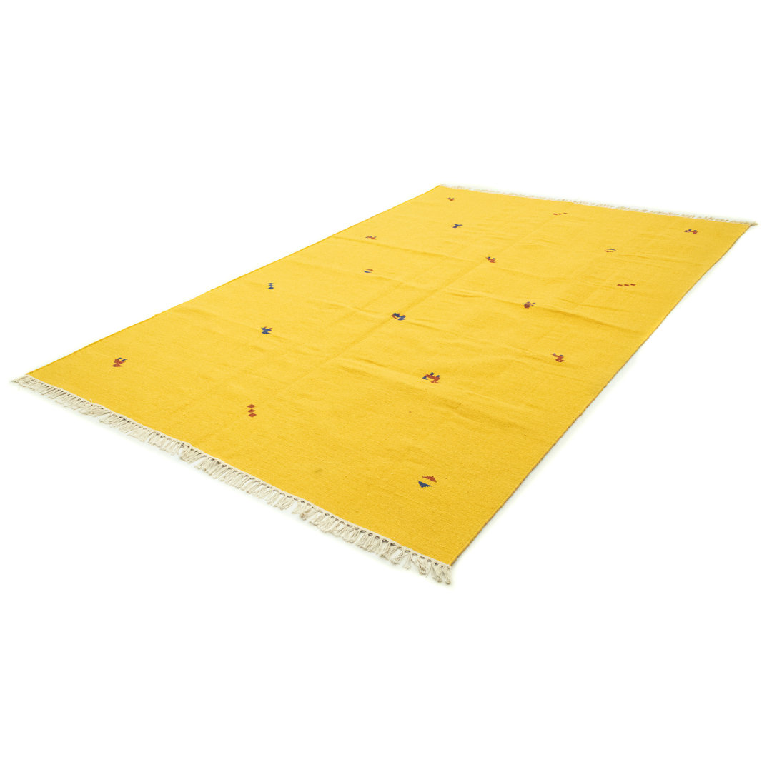 Handmade Kilim Wool Yellow Indoor/Outdoor Rug
