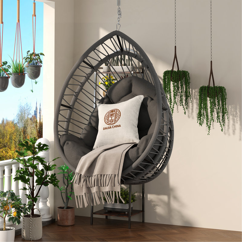 Chaise suspendue en PE pour l'extérieur, Gris foncé, Gris foncé