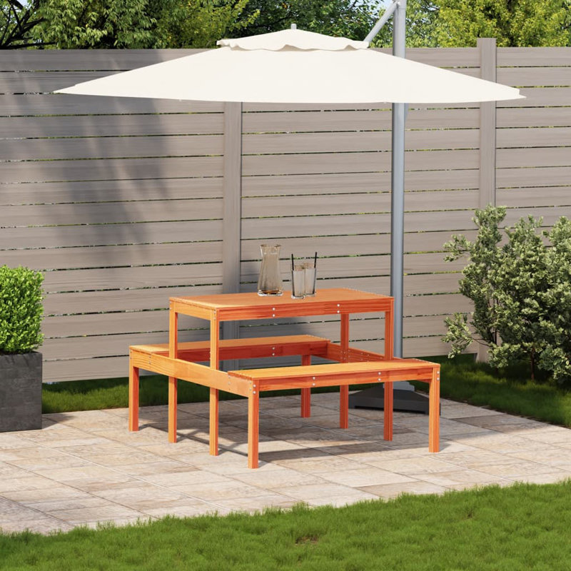 Coshocton Rectangular Outdoor Picnic Table , 110cm cm W 134cm cm D, Wax Brown