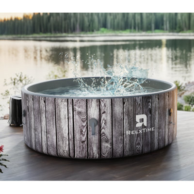 Relxtime Inflatable Hot Tub 5 To 7 Person Round Hottub,portable Outdoor Air Jet Spa 71'' X 71'' With Energy-saving Insulation Cover, 130 Bubble Massage Nozzles, 2 Filter Cartridges, 1 Floor Mats