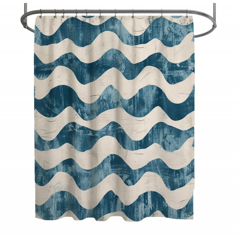 Waves Abstract Shower Curtain, 83"H x 70"W