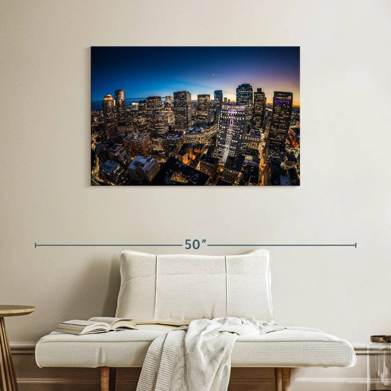 Blue Hour Boston Skyline, H 26 po x l 39 po